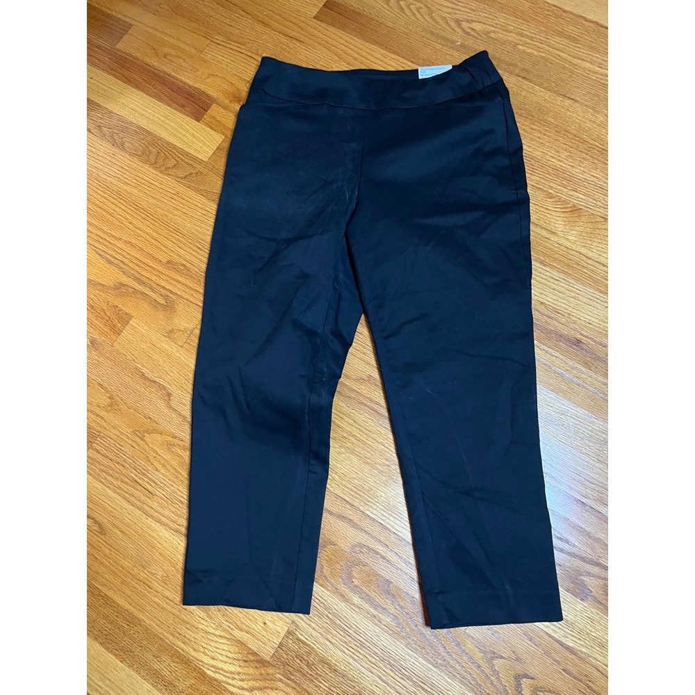 Croft & Barrow Effortless Stretch Pants 10P Short Black Mid Rise Straight NWT